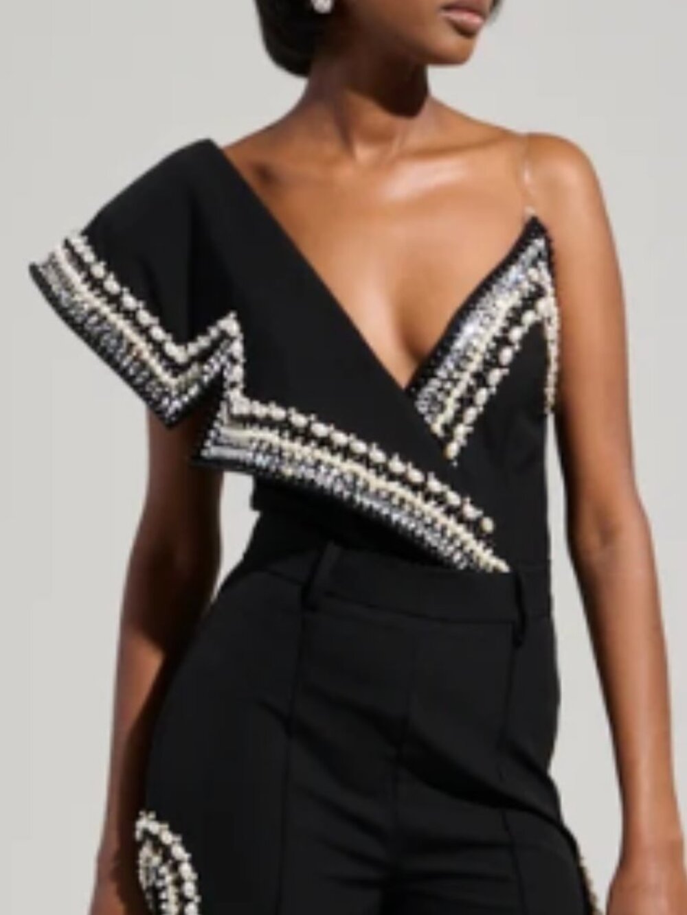 LUXURIOUS ASYMETRICAL PEARL BODYSUIT